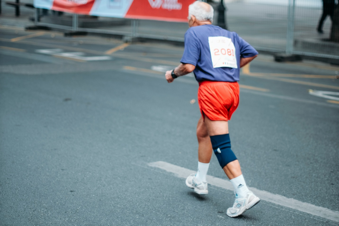 A person finishing a marathon